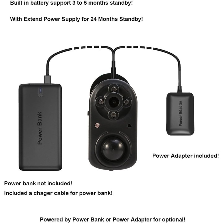 EOQO 1080P Battery-Powered Security Camera | PIR Motion Detection, Color Night Vision, Solar Powered