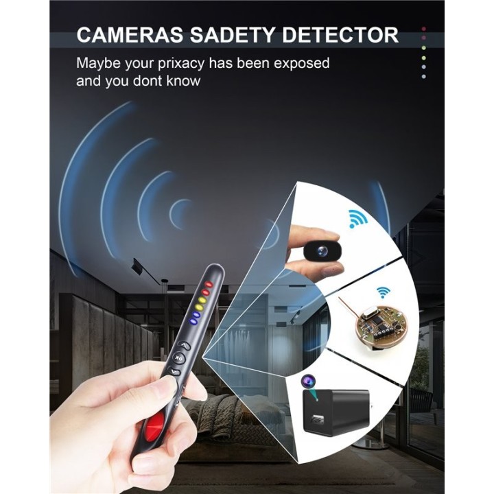 RF Detector & Hidden Camera Finder – Detect Pinhole Cameras, Audio Bugs, GPS Trackers, Luggage & Door Alarm