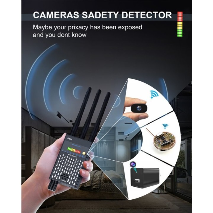 Hidden Camera & Bug Detector – RF Signal Scanner for GPS Trackers, Audio Bugs, Wireless Cameras, & Privacy Protection