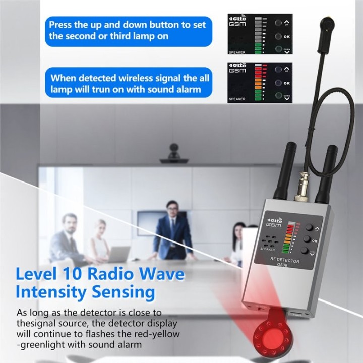 G638WM Anti-Spy Detector: GPS Tracker, Hidden Camera Finder, RF Signal & Radiation Scanner