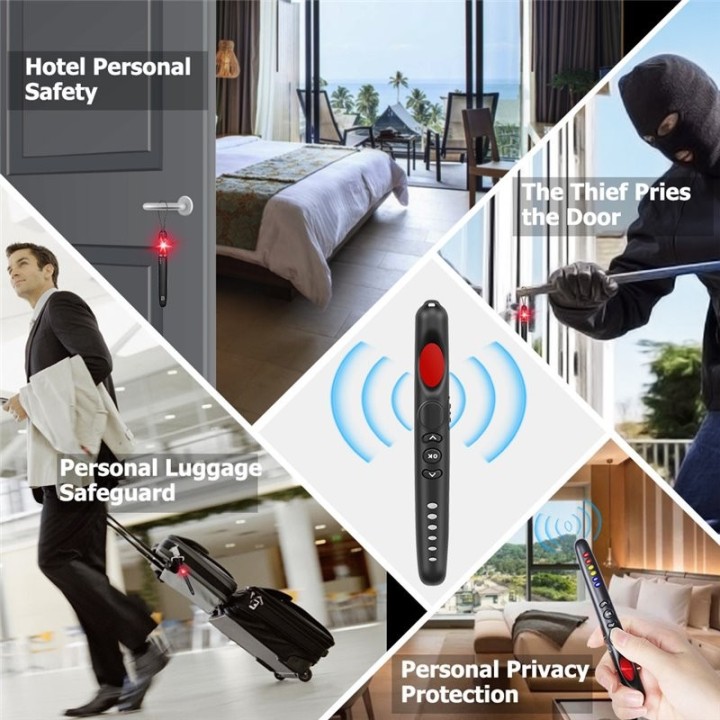 RF Detector & Hidden Camera Finder – Detect Pinhole Cameras, Audio Bugs, GPS Trackers, Luggage & Door Alarm