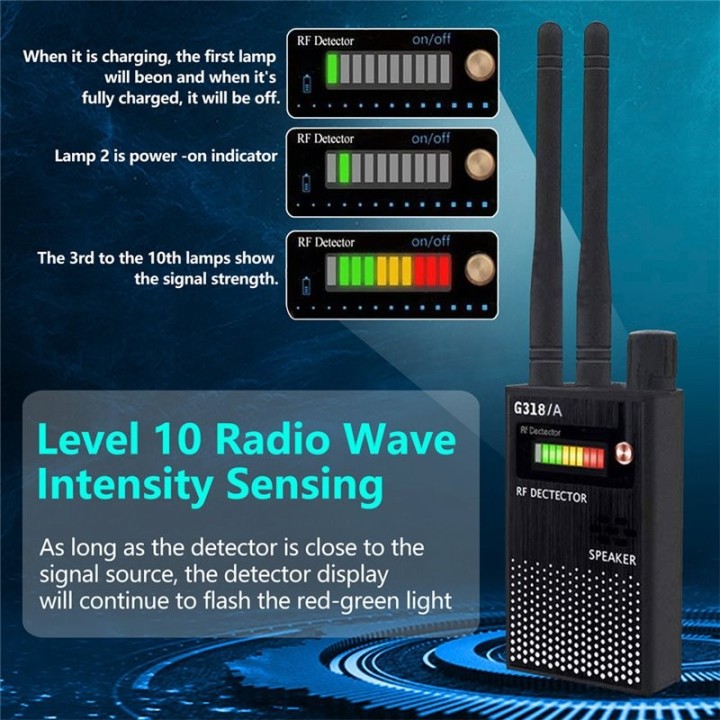 G318A Wireless Anti-Surveillance Detector – Detect GPS Trackers, Hidden Cameras, Bugs & More (300-2700MHz)