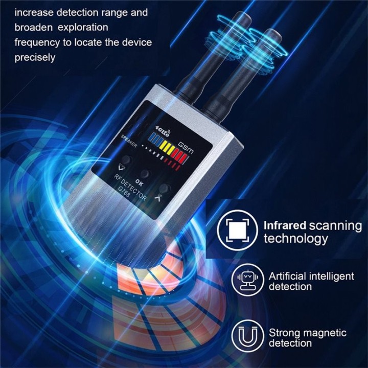 G768W Anti Spy Detector - Hidden Camera, GPS Tracker, RF Signal, and Radiation Detection Device