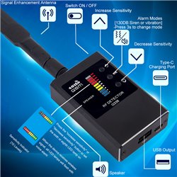 Hidden listener detector, anti espionage radiation detector, suitable for GPS tracker and monitoring device detection