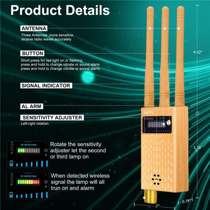 G619 Anti-Spy & Listener Detector | Hidden Camera, GPS, RF Signal Scanner | Radiation Detection