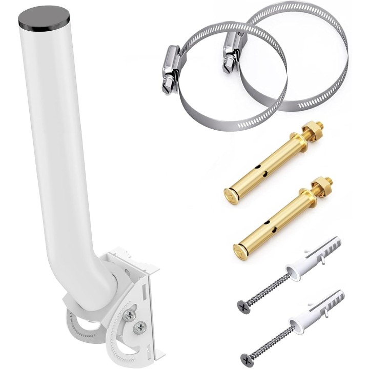 Universal 12'' Antenna Mount, Pole & Wall-Mounted Bracket for Outdoor Devices like TV Antennas, Starlink, Weather Stations