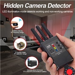 Hidden camera detector, anti spy detector,RF signal scanner, radiation detector, suitable for GPS tracker  detection