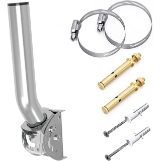 Universal Antenna Pole Mount 12''(H) - Φ1.38" Stainless Steel Pole & Wall-Mount Bracket for Outdoor TV Antenna, Weather Station