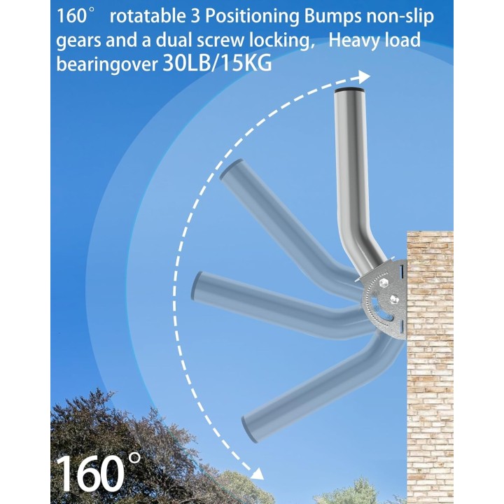 Universal Antenna Pole Mount 12''(H) - Φ1.38" Stainless Steel Pole & Wall-Mount Bracket for Outdoor TV Antenna, Weather Station