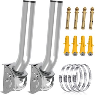 Universal Wireless Bridge Mount,12"(H) Stainless Steel Pole & Wall Bracket Kit for TV Antennas, WiFi Extender, Starlink (2-Pack)