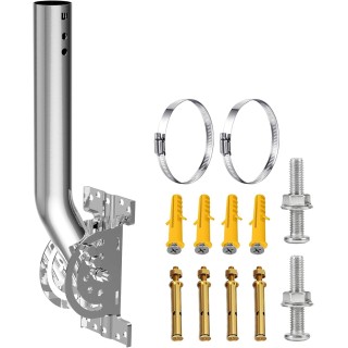 Heavy Duty Pivot Antenna Pole Mount, J-Pole Stainless Steel Mast (12", Φ1.38") for Wall, Roof, or Eave Mounting – Outdoor Device