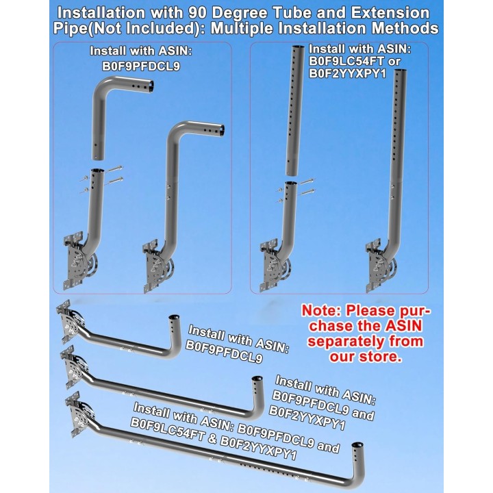 Heavy Duty Pivot Antenna Pole Mount, J-Pole Stainless Steel Mast (12", Φ1.38") for Wall, Roof, or Eave Mounting – Outdoor Device