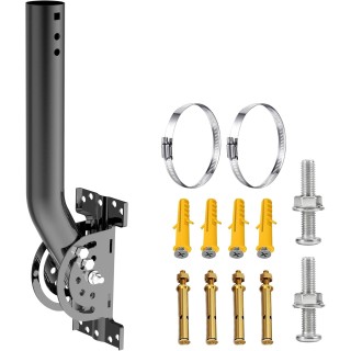 Heavy Duty Pivot Antenna Pole Mount, 12'' Stainless Steel J-Pipe Mast for Wall, Eave, Roof, and Starlink Installation