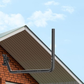 Heavy-Duty Long Wall Antenna Mount Kit with Adjustable Eave Pole, 90° Elbows, and Extension Pipe for TV, Starlink & More