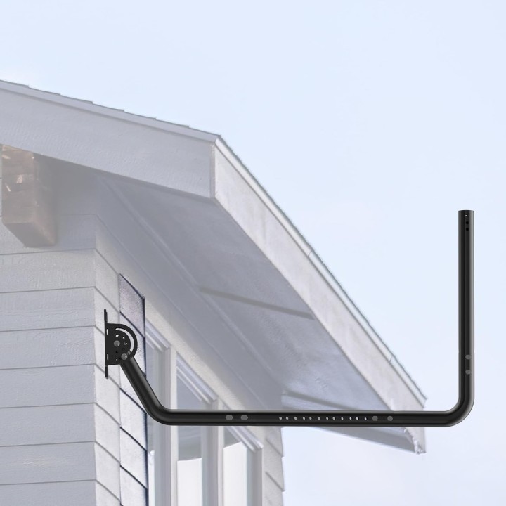Heavy-Duty Long Wall Antenna Mount Kit with Adjustable Eave Pole, 90° Elbows, and Extension Pipe for TV, Starlink & More