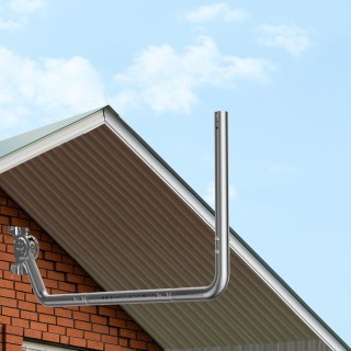 Stainless Steel Long Wall Antenna Mount Kit with Adjustable Extension Arm, 90° Elbows, for TV Antennas, Starlink, WiFi Extenders