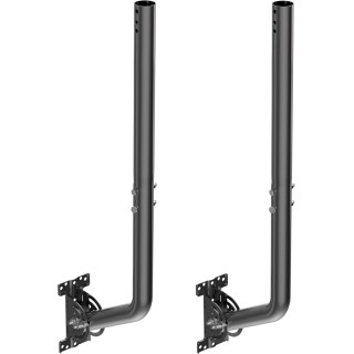 Universal Adjustable TV Antenna Pole Mount, J-Mount Solid Mast (1.38'' x 24''), Wall, Eave, Roof Mounting, Black - 2 Pack