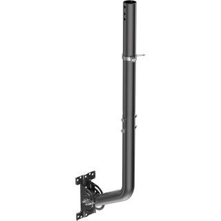 Universal Adjustable TV Antenna Pole Mount, J-Mount Mast 24" with Hardware for Long Wall, Eave, Roof Installation, Black