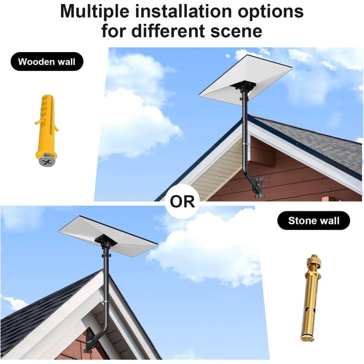 Universal Adjustable TV Antenna Pole Mount, J-Mount Mast 24" with Hardware for Long Wall, Eave, Roof Installation, Black