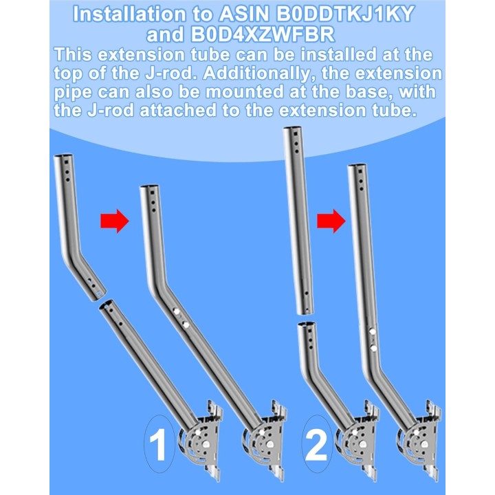 14'' Antenna Pole Mount Extension Tube with Adjustable Length, Dual-End Connectors, Compatible with EOQO Mounts, Stainless Steel