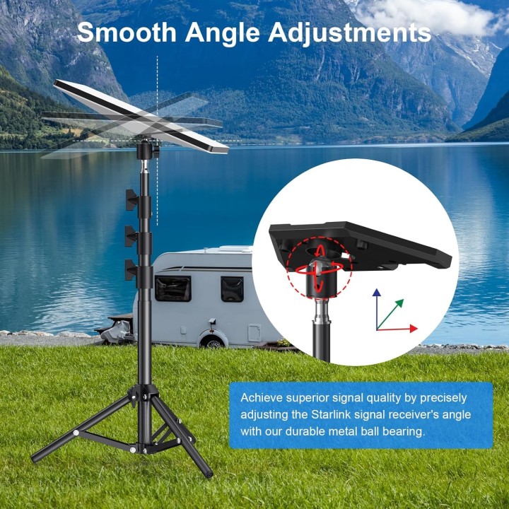 Portable Starlink Mini Tripod Mount with 3-Level Height Adjustment & 360° Tilt, Ideal for RV & Camping Travel