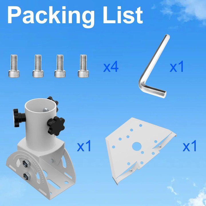 Starlink Mini Mount Adapter Kit - Roof, Pole & Wall Mounts with 160° Tilt Adjustment, Stainless Steel, 500 lbs Load Capacity