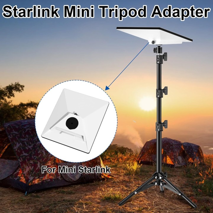 Starlink Mini Tripod Adapter - Aluminum Alloy Mounting Adapter with 1/4" to 3/8" Nut Converter for Tripods and Brackets