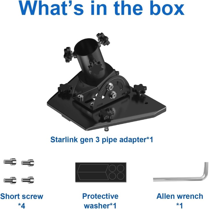 Starlink Gen 3 Pipe Adapter – Adjustable Stainless Steel Mounting Kit for Gen 3 Dish,160° Tilt, Compatible with Starlink V3 Dish
