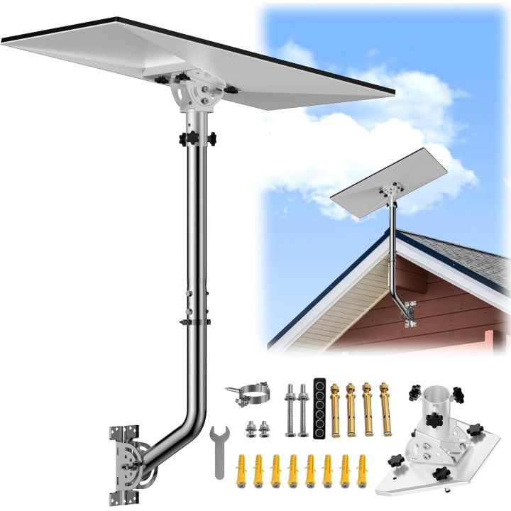 Starlink Gen 3 Mount – Adjustable Stainless Steel Wall Bracket with Pipe Adapter for Gen 3 Dish, 160° Tilt & Rotation