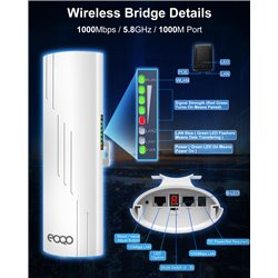 Gigabit Point to Point Wireless Bridge,5.8G 1000Mbps 1Gbps WiFi Outdoor CPE 16dBi Antenna,3KM Outdoor WiFi Access Point Extender