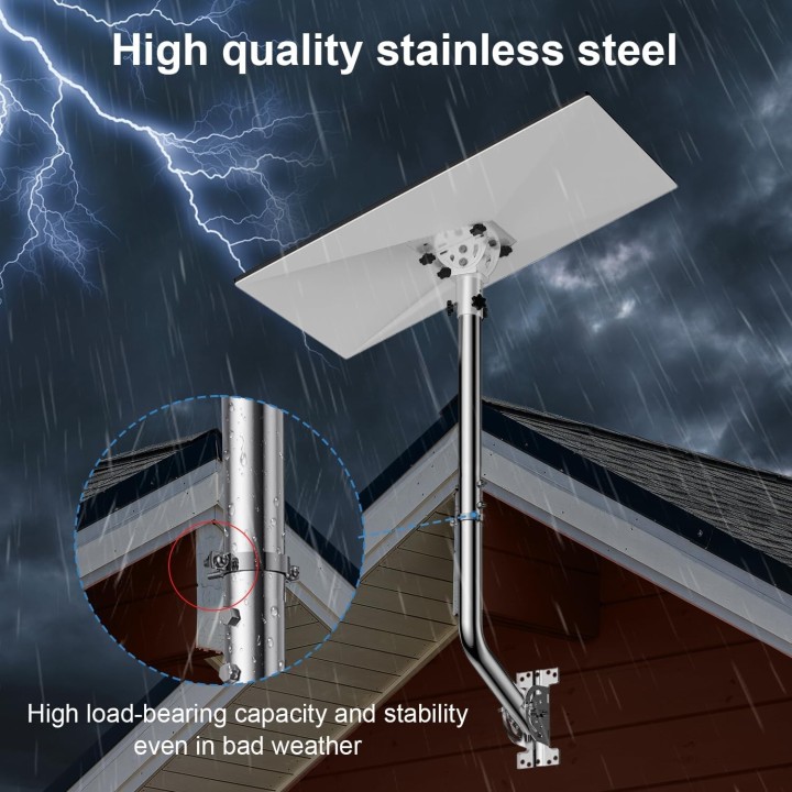 Starlink Gen 3 Mount – Adjustable Stainless Steel Wall Bracket with Pipe Adapter for Gen 3 Dish, 160° Tilt & Rotation
