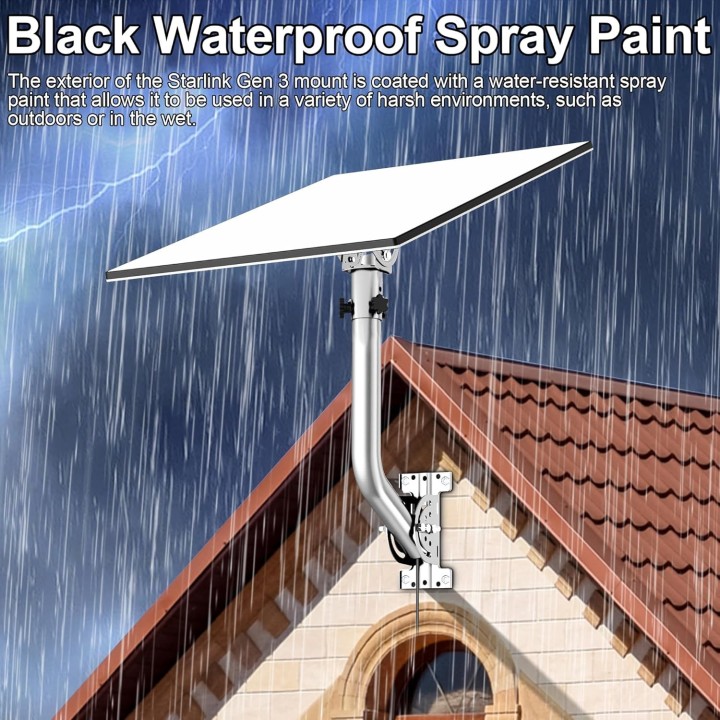 Heavy-Duty Starlink Gen 3 Mount – 360° Adjustable Wall & Roof Mount, Weatherproof, Easy Install with Pipe Adapter