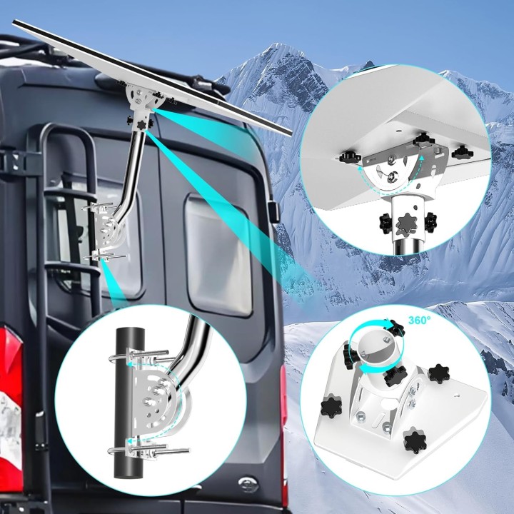 Heavy-Duty Starlink Gen 3 Mount – 360° Adjustable Wall & Roof Mount, Weatherproof, Easy Install with Pipe Adapter