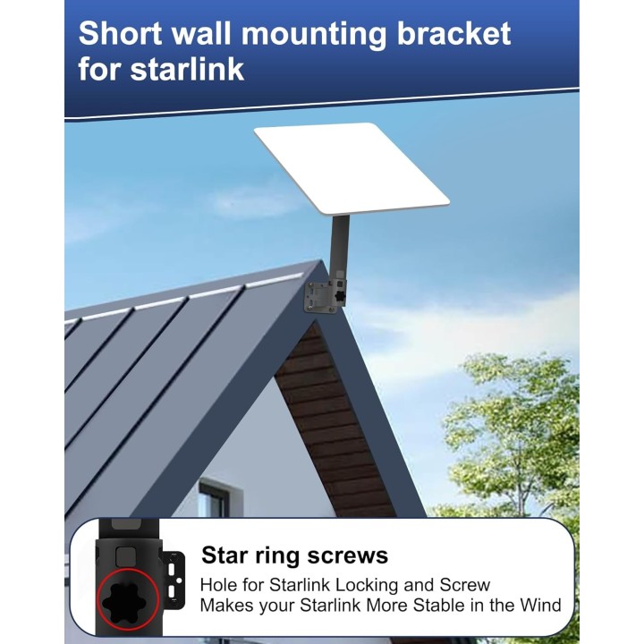 Starlink Gen 2 Wall Mount, Stable & Secure Short Wall Mounting Kit, Compatible with Gen 2 Standard & High-Performance Dishes