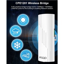 Gigabit Point to Point Wireless Bridge,5.8G 1000Mbps 1Gbps WiFi Outdoor CPE 16dBi Antenna,3KM Outdoor WiFi Access Point Extender