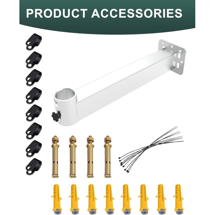 Starlink Gen 2 Long Wall Mount Kit with Hole Adapter – Adjustable Pole Mount for Gen 2 & Gen 3 Dishes