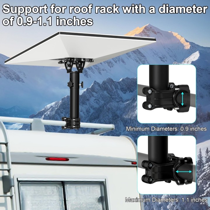Starlink Gen 3 RV Mount, 160° Adjustable Pipe Adapter for Pole/Roof (Fits 0.9-1.1" Poles), Mount for RV Ladder, SUV, Yacht