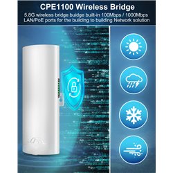 Gigabit Wireless Bridge,CPE1200 5.8G 1Gbps High Speed Point to Point WIFI Outdoor CPE 16dBi  WiFi Extender