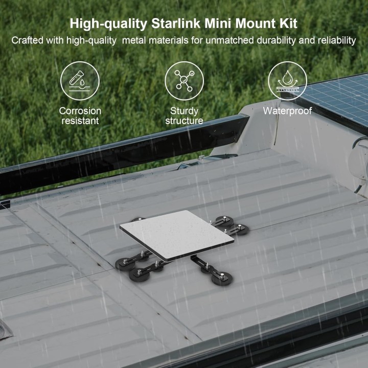 Starlink Mini Magnetic Roof Mount, No-Drill Installation, 370 lbs Suction Power for RV, Yacht, Van, Boat – for Standard Dish