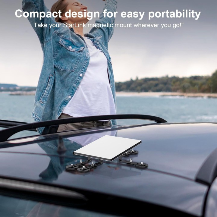 Starlink Mini Magnetic Roof Mount, No-Drill Installation, 370 lbs Suction Power for RV, Yacht, Van, Boat – for Standard Dish