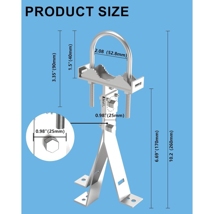 7" Heavy-Duty 3-Leg Wall Mount Bracket – 180° Adjustable for Starlink Gen 2, Gen 3, Mini Dish, Outdoor Antennas, Wireless Bridge