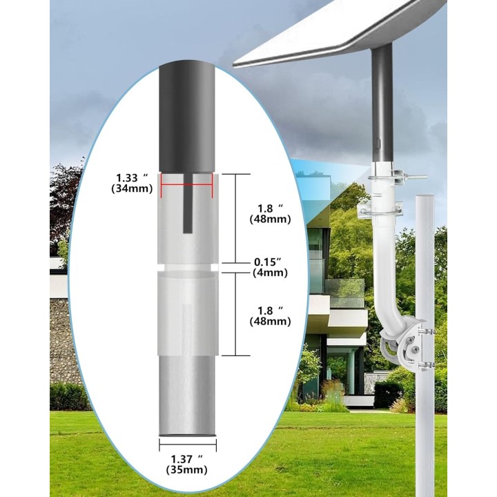 Starlink Mini & Gen 2 Wall Mount, Adjustable 160° Tilt, Waterproof Pole Mount Kit, Compatible with Starlink Dishes