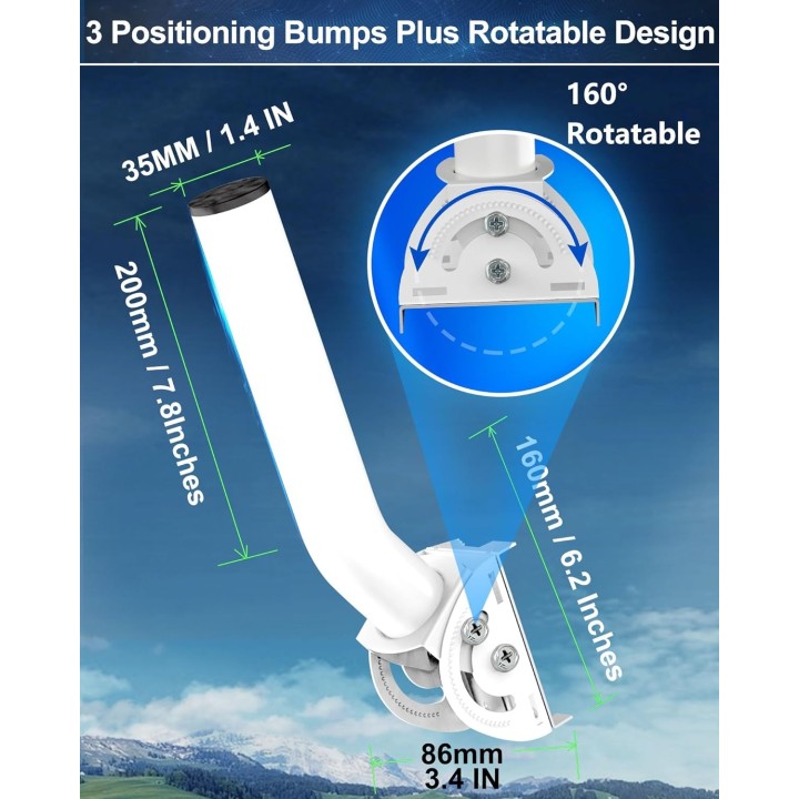 Starlink Mini & Gen 2 Wall Mount, Adjustable 160° Tilt, Waterproof Pole Mount Kit, Compatible with Starlink Dishes