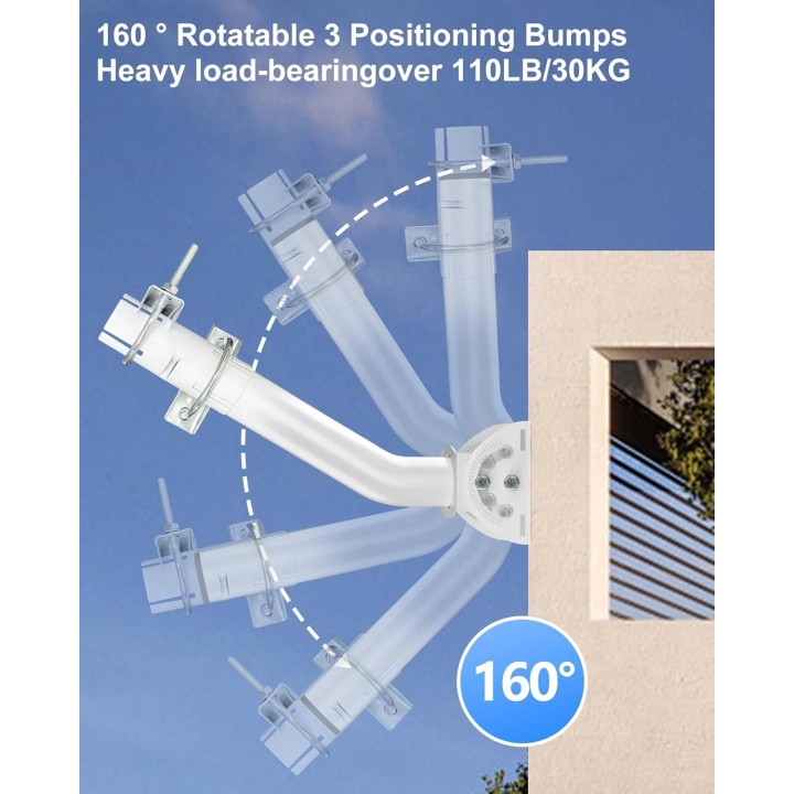 Starlink Mini & Gen 2 Wall Mount, Adjustable 160° Tilt, Waterproof Pole Mount Kit, Compatible with Starlink Dishes