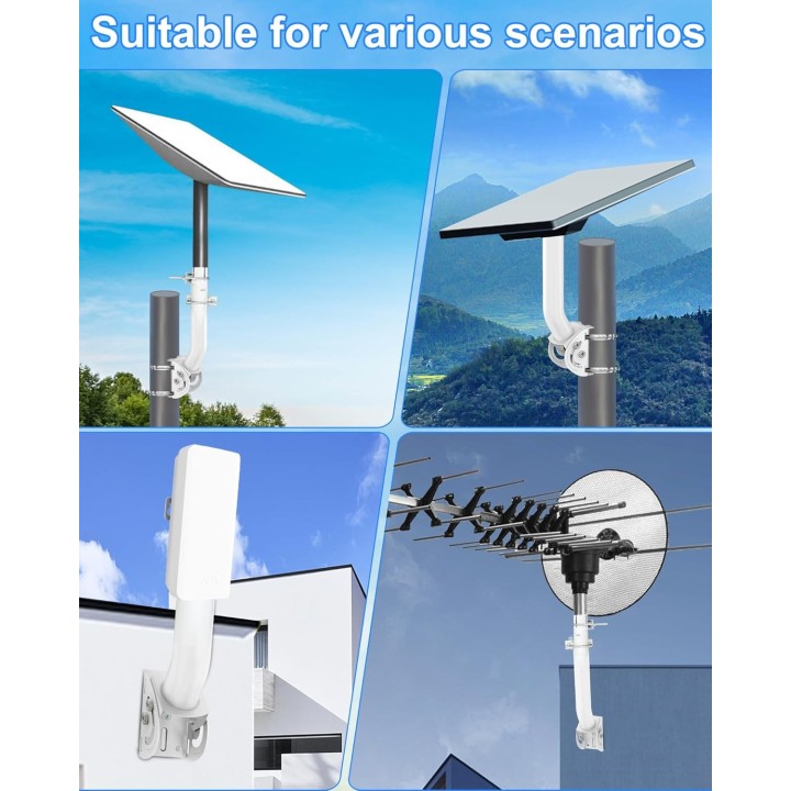 Starlink Mini & Gen 2 Wall Mount, Adjustable 160° Tilt, Waterproof Pole Mount Kit, Compatible with Starlink Dishes