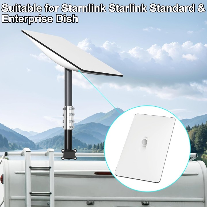 Starlink Gen 2 RV Ladder Mount – Pole Mounting Kit for Starlink Dishes, Compatible with Standard and High-Performance Dishes