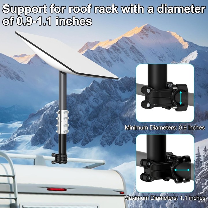 Starlink Gen 2 RV Ladder Mount – Pole Mounting Kit for Starlink Dishes, Compatible with Standard and High-Performance Dishes