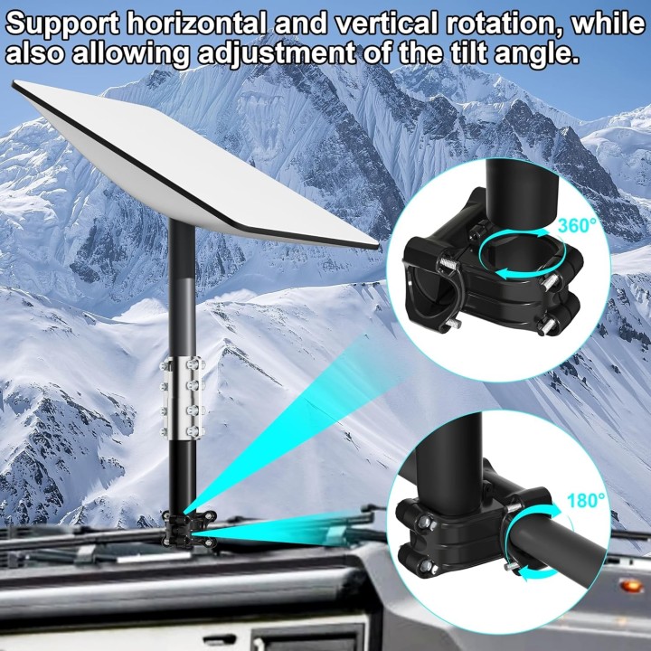 Starlink Gen 2 RV Ladder Mount – Pole Mounting Kit for Starlink Dishes, Compatible with Standard and High-Performance Dishes