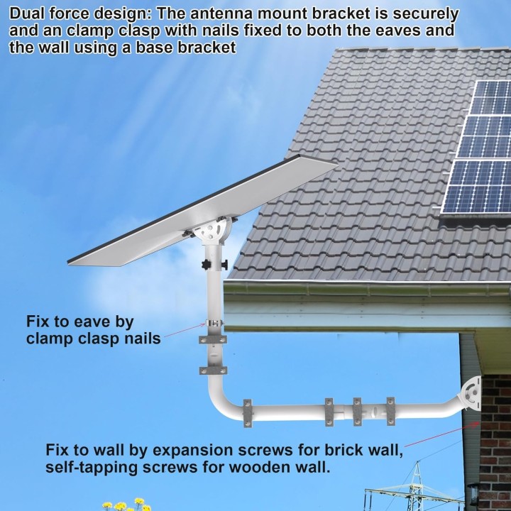 Heavy-Duty Outdoor Antenna Mount Kit with 90° Elbows, Extension Pipes, and Accessories - Ideal for TV Antennas, Starlink Dishes
