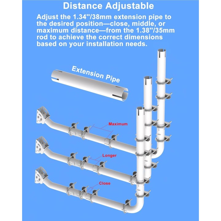 Heavy-Duty Outdoor Antenna Mount Kit with 90° Elbows, Extension Pipes, and Accessories - Ideal for TV Antennas, Starlink Dishes